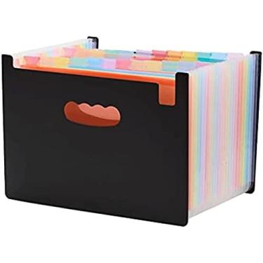 Imagem de Pasta de arquivo expansível de acordeão A4 portátil, organizador de arquivo arco-íris vertical de grande capacidade com 24 bolsos, para que os alunos armazenem material de escritório durável