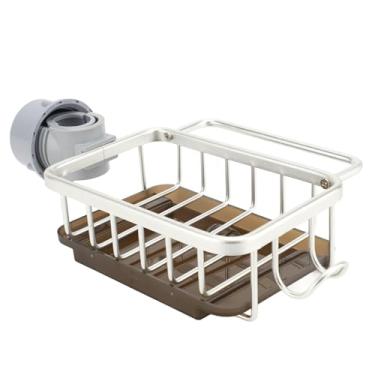Imagem de Organizador de Torneira de Pia, Suporte de Esponja de Alumínio, Rack de Pia Com Haste Suspensa e Bandeja de Drenagem para Cozinha (SILVER)
