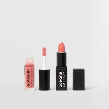 Imagem de Kit Mini Batom Rosa + Mini Brilho Labial Nude Océane Edition (2 Produtos)