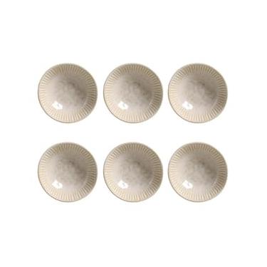 Imagem de Conjunto de Cumbucas Porto Brasil Cerâmica Linhas Latte Bege 6 peças – 370 ml