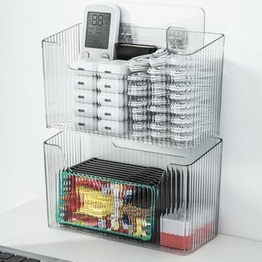 Imagem de MAKIOTEKO Pacote com 2 organizadores de porta de armário adesivos, organizadores de tampa de armário, suporte de parede, despensa, recipientes para bancadas de cozinha, banheiro