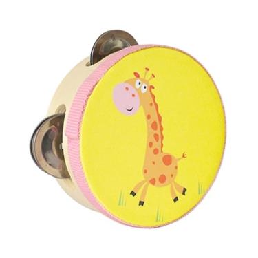 Imagem de Colaxi Pandeiros de madeira de mão, brinquedo educativo, brinquedo de aprendizagem para crianças, pandeiro de mão, sino de tambor para jogos, festa, adultos, Girafa, 10cm