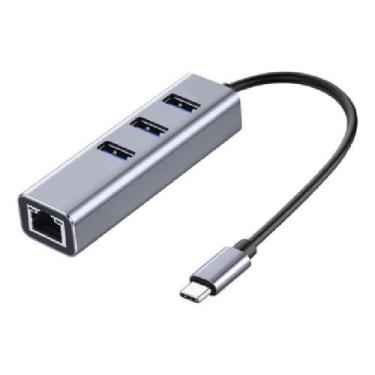 Imagem de Hub Usb Tipo C  5gbps + Rede 10/100/1000 + 3 Portas Usb 3.0 - TEBERA, 