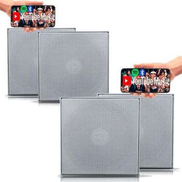 Imagem de 2 Kit Som Ambiente Caixa Ativa Bluetooth +Passiva Teto Gesso - ORION