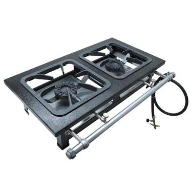 Imagem de Fogão 2 Bocas Mesa 40x40 Super Luxo Aço 304 Alta Pressão P 6,5 Metalma