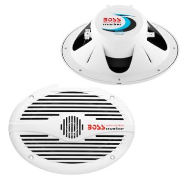 Imagem de BOSS Audio Systems Alto-falantes marítimos MR690 de 15 x 23 cm - 350 watts por par, coaxial, bidirecional, alcance total, 4 Ohms, à prova de intempéries