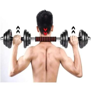 Imagem de Par de Halter Mais Barra Ajustável Dumbell Musculação 20kg - OCCY