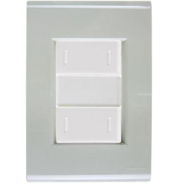 Imagem de Cj Placa Dois Interruptor Duplo Liz Verde Ardósia Tramontina completo 