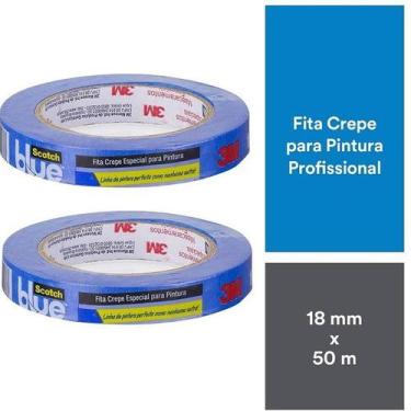 Imagem de Kit com 2 Fita Crepe Blue Tape Profissional 3M 18MM X 50M