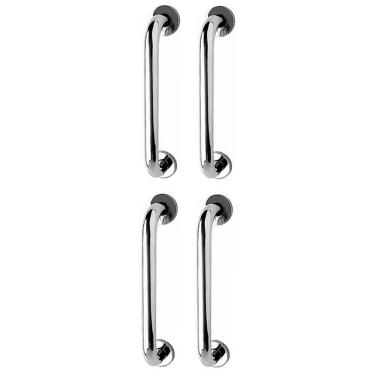 Imagem de Alça de Apoio 30cm Kit 4 Unidades Barra Inox Idoso Cadeirante Suporte Banheiro Box Acessibilidade Escada Corrimao Segurança