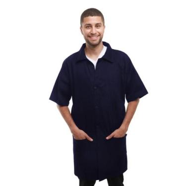 Imagem de Capa Jaleco Guarda Pó  Manga Curta Bordado Frente - CARMONI, Marinho, 