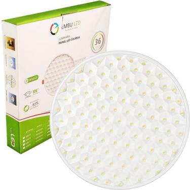 Imagem de Luminária Painel Led Colmeia Redondo 36W 22Cm Branco Frio - EMBULED