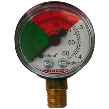 Imagem de Manômetro Para Válvula Cabeçote 50mm 1/4 NPT 18 Fios Albacete
