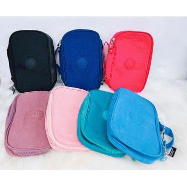 Imagem de Estojo Escolar Nylon Quadrada Grande Com Divisórias Lápis Necessaire -