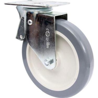 Imagem de Rodizio Girat. Placa C/ Freio 6pol. R612 Bp Pvc Anti Risco 85kg Por Ro
