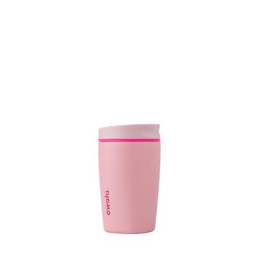 Imagem de Owala SmoothSip Slider Copo de café isolado de aço inoxidável, copo de café gelado reutilizável, caneca de viagem de café quente, livre de BPA, 340 g, rosa (dobrar)