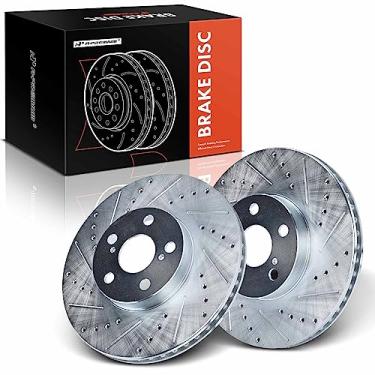 Imagem de A-Premium Rotores de freio a disco dianteiro perfurado e ranhurado de 10,83 polegadas (275 mm) compatíveis com modelos selecionados Toyota, Pontiac e Scion - Corolla/Matrix 2003-2008, Celica