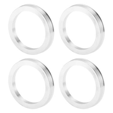 Imagem de INFINAUTO Anéis centralizados no cubo da roda do carro OD 71,6 mm para ID 56,6 mm Eixo central de rodas com absorção de choque Hubrings liga de alumínio tom prateado durável