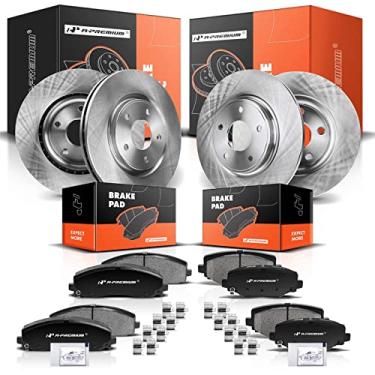 Imagem de A-Premium Rotores de freio a disco sólido dianteiro e traseiro + kit de pastilhas de cerâmica compatível com os modelos Dodge, Chrysler, Ram e Volkswagen - Town & Country, Grand Caravan, Journey, C/V,
