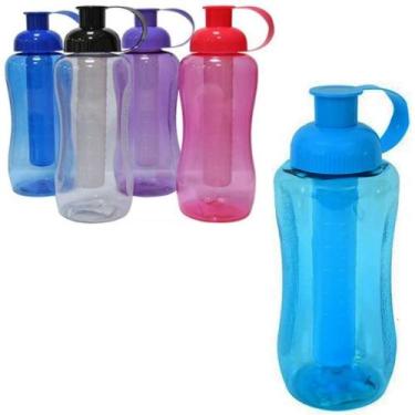 Imagem de Garrafa Squeeze 600ml c/ Tubo Gelo Cores Sortidas - 139014 - Etilux