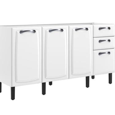 Imagem de Balcão De Cozinha Itatiaia Em Aço Portas Gavetas Branco