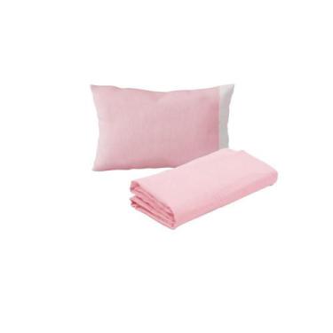 Imagem de Kit 2 Lençóis Mini Berço e 2 Fronhas Malha 100% Algodão Rosa Arrumadin