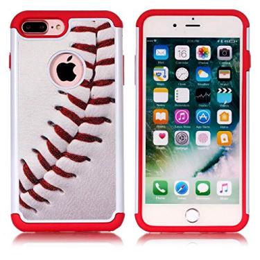 Imagem de Capa para celular iPhone 6S Plus, padrão moderno, absorção de choque, PC rígido e silicone interno híbrido, capa protetora protetora de camada dupla para Apple iPhone 6S Plus/iPhone 6 Plus Baseball