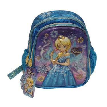 Imagem de Mochila Infantil Clio Escolar Pequena Princesa Flora FL7035P, Azul