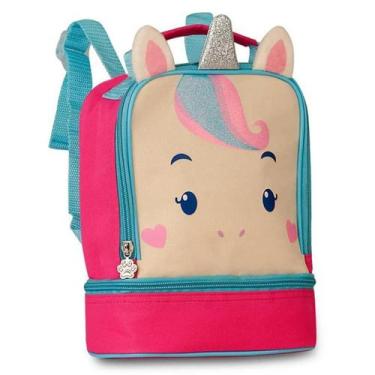 Imagem de Bolsa Térmica Lancheira Criança Rosa Unicórnio Feminina De Costas Clio