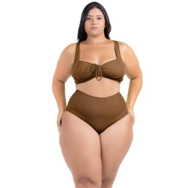 Imagem de Biquíni Plus Size Feminino Bojo Franzido Calcinha Hot Pant - HYPE MODA