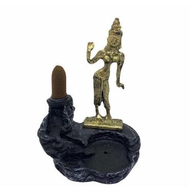 Imagem de Incensário cascata Parvath na roda metal dourado 12 cm resina - Lua Mí