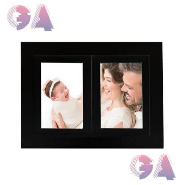 Imagem de Mural Multifotos Para 2 Fotos 10x15 A6 Moldura Dupla Preto - GA Quadro