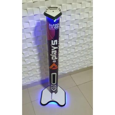 Imagem de TOTEM DE ÁLCOOL EM GEL AZUL MUSICAL COM LED - 1 metro por 0,30cm - A P