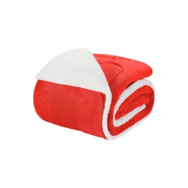 Imagem de Coberdrom 1 Peça Queen Fleece Com Sherpa Noruega Vermelho - Tô Decoran