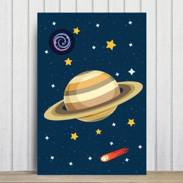Imagem de Placa Decorativa Infantil MDF Sistema Solar Saturno 30x40cm - Quartinh