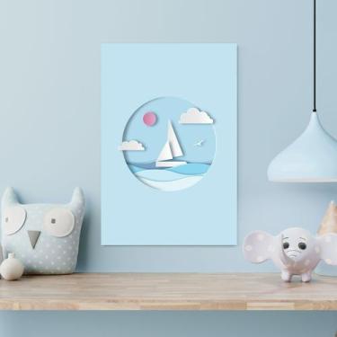 Imagem de Placa Decorativa Barco Praia Infantil 30x40cm - Quartinhos