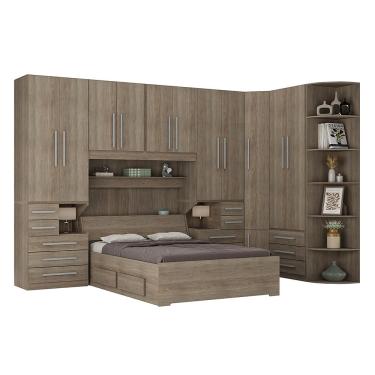 Imagem de Quarto de Casal de Canto e com Cama Baú Queen-Size 1344 Castanho