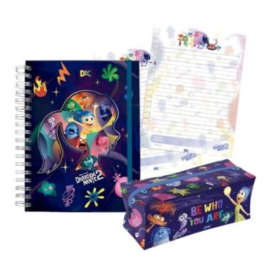 Imagem de Kit Material Escolar Aula Divertidamente DAC Estojo Grande Caderno Col