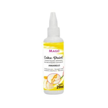 Imagem de Cake paint corante p/ decoração c/ pincel amarelo 20ml- mago