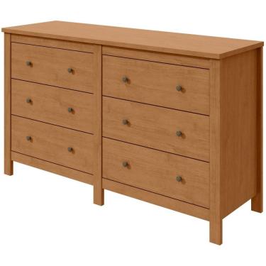 Imagem de Cômoda Lopas Maggiore com 6 gavetas largura de 163 cm Amendoa Clean