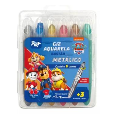 Imagem de Giz De Cera Aquarela Metálico Retrátil Patrulha Canina 6 Cores DAC