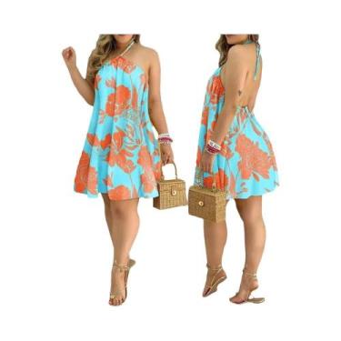Imagem de Vestido Feminino com Estampa Tropical - Gola Halter, Costas Nuas, Idea