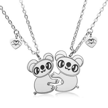 Imagem de Pholidof Conjunto de colar de amizade para 2, presentes de casal para ele e ela, colar com pingente de coração para adolescentes, mulheres, homens, melhor amigo, conjunto com 2 berloques de dia dos