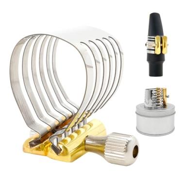 Imagem de OriGlam Ligadura de bocal de saxofone alto para saxofone alto, bocal de saxofone alto, fixador de ligadura de saxofone para profissionais iniciantes para instrumento de bocal de saxofone