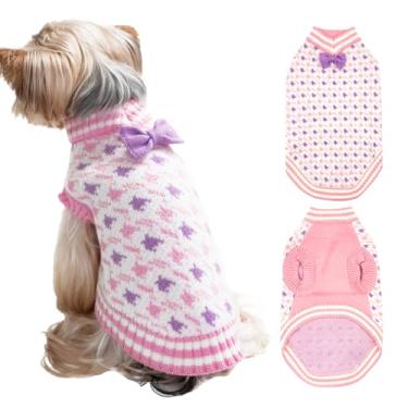Imagem de MengMengDa Suéteres para cães pequenos femininos para clima frio para cachorrinho suéter de tricô para animais de estimação roupa de inverno chihuahua bolso beagle mini dachshund yorkie schnauzer