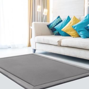 Imagem de Microdry - Tapetes de espuma viscoelástica para sala de estar, tapetes de área podem ser usados como tapete de sala de estar, tapete de quarto de crianças ou tapete de quarto, com parte superior de microfibra e almofada de tapete, resistente a desbotamento e manchas, cinza, 90 x 150 cm