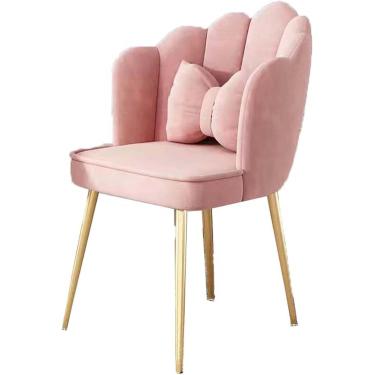 Imagem de Cadeira moderna de escritório doméstico, pernas grandes de metal, linda mesa de jantar, cômoda de maquiagem para sala de estar, cadeira de lazer com travesseiro para quarto, cadeiras de sala