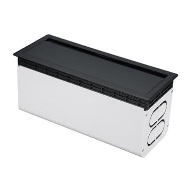 Imagem de AsrMyjcx Cabo de mesa de alumínio com ilhós, placa organizadora de fio de mesa, resistente, portátil, liga de alumínio, à prova de poeira, para casa, tvs, mesa, Preto