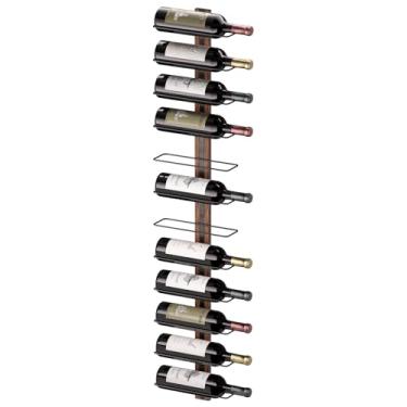 Imagem de B4life Suporte de vinho montado na parede, suporte de vinho de parede para 12 garrafas de vinho Estantes de vinho de madeira para parede, suporte de vinho, Suportes para garrafas de vinho para cozinha, sala de jantar, bar