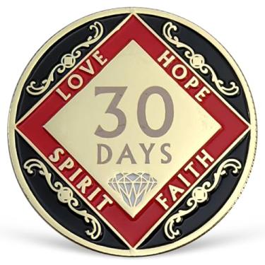 Imagem de 30 Dias NA Medalhão 1 Mês Recuperação Chip para NA AA 12 Passos Narcóticos Anônimos Token Aniversário Presentes Limpos e Sóbrios para Homens Mulheres Comemorando Sobriedade e Recuperação de Vícios